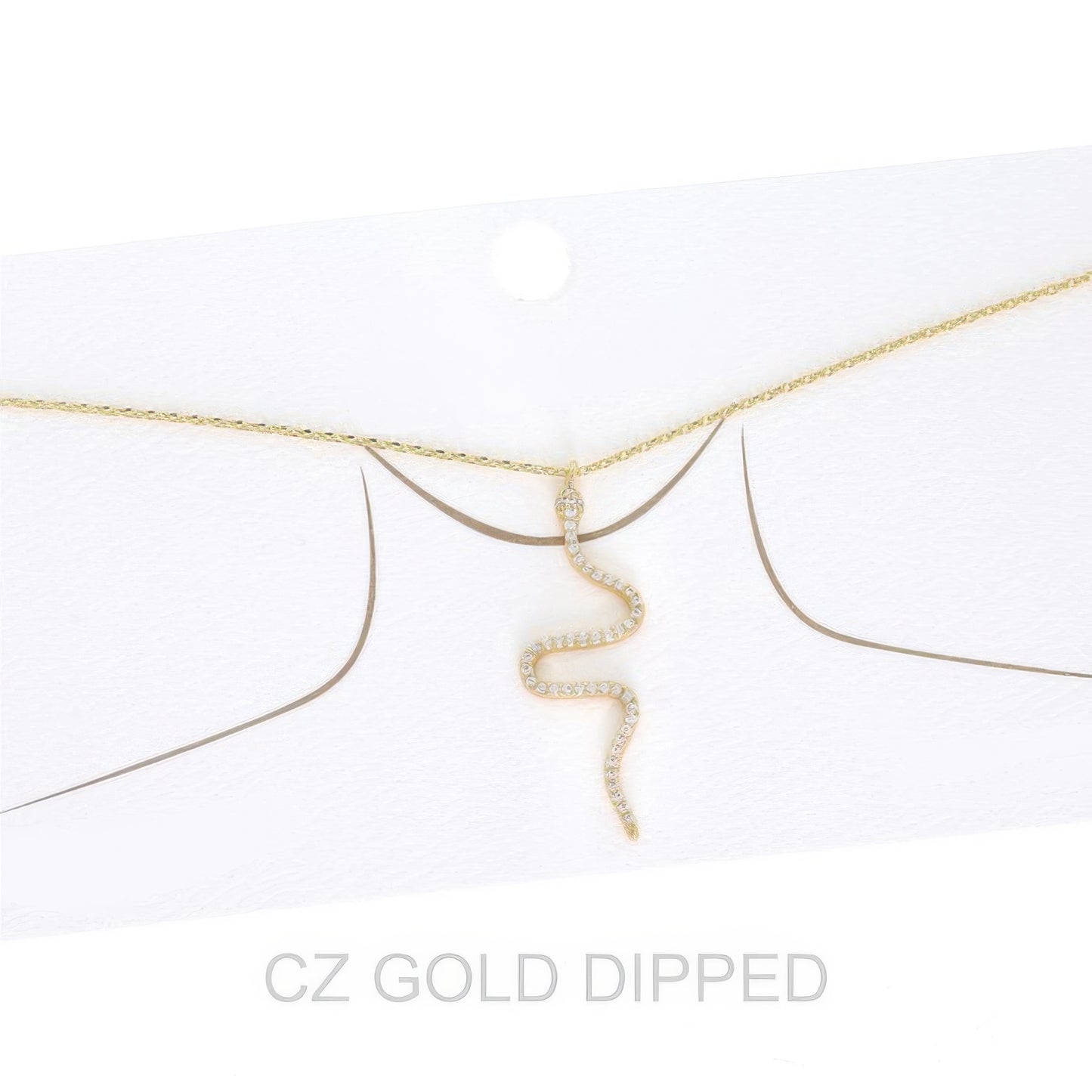Women's Gold Dipped Cz Pave Snake Necklace