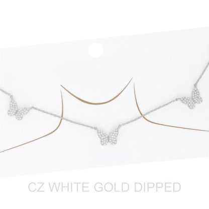 Women's Gold Dipped Cz Pave Butterfly Necklace