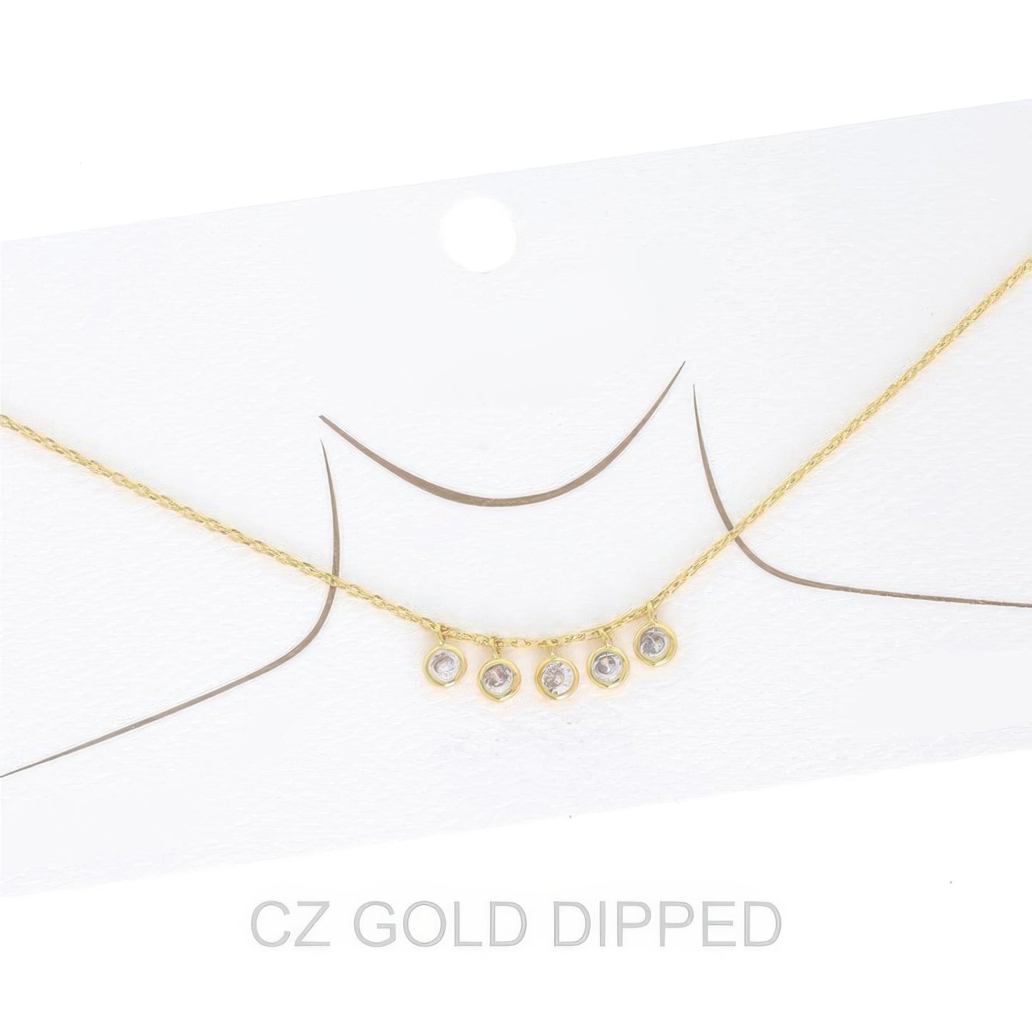 Women's Gold Dipped Cz Disc Multi Charm Necklace