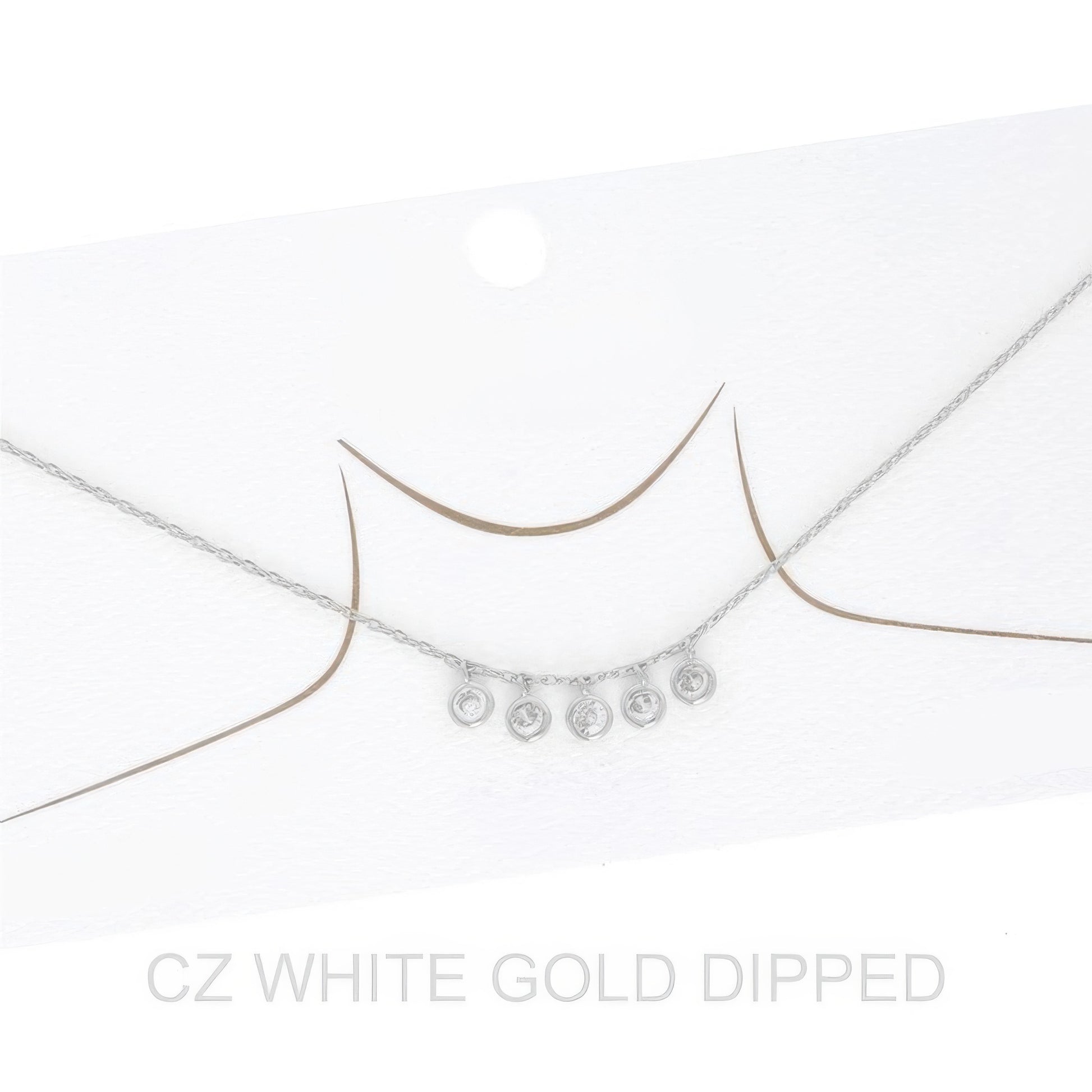 Women's Gold Dipped Cz Disc Multi Charm Necklace