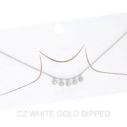 Women's Gold Dipped Cz Disc Multi Charm Necklace