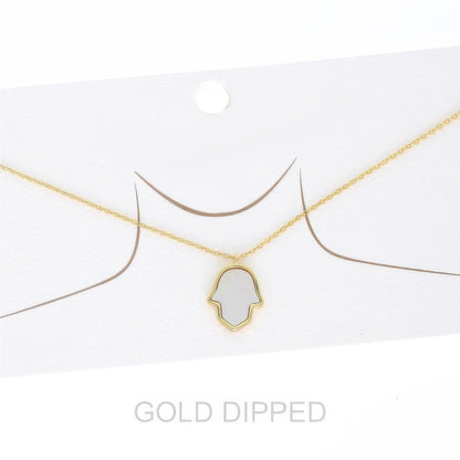 Women's Gold Dipped Hamsa Hand Chain Necklace