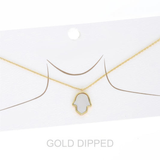 Women's Gold Dipped Hamsa Hand Chain Necklace