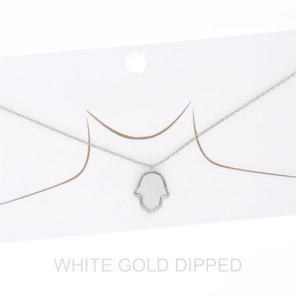 Women's Gold Dipped Hamsa Hand Chain Necklace
