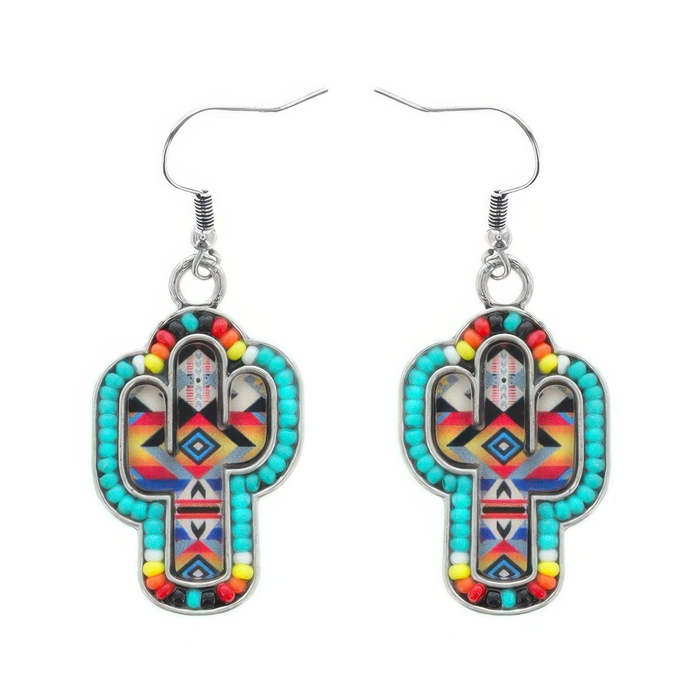 Leopard Aztec Serape Cross Shaped Charm Earrings