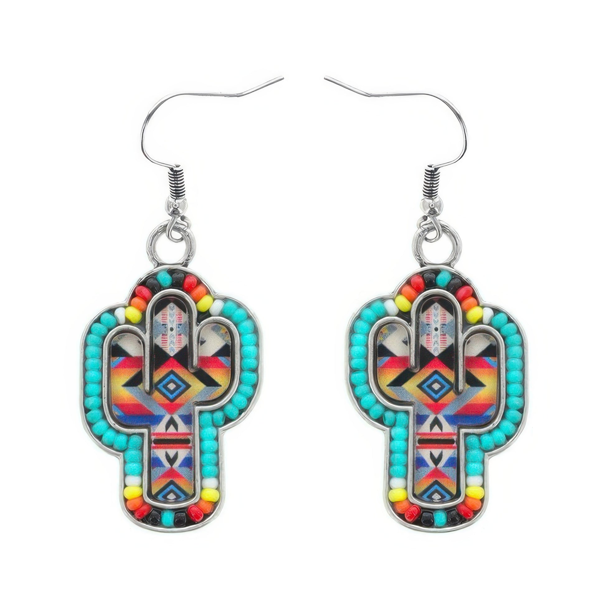 Leopard Aztec Serape Cross Shaped Charm Earrings