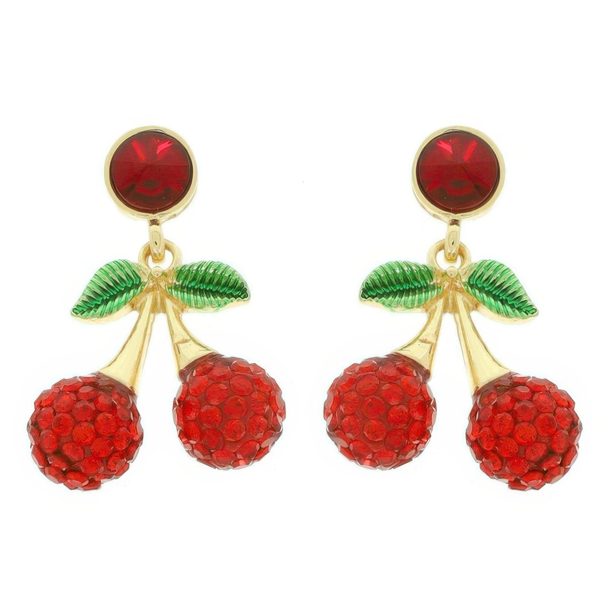 Jeweled Red Cherry Post Earrings