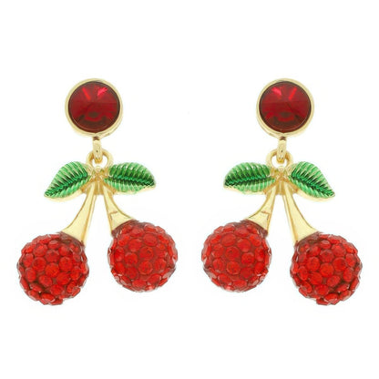 Jeweled Red Cherry Post Earrings