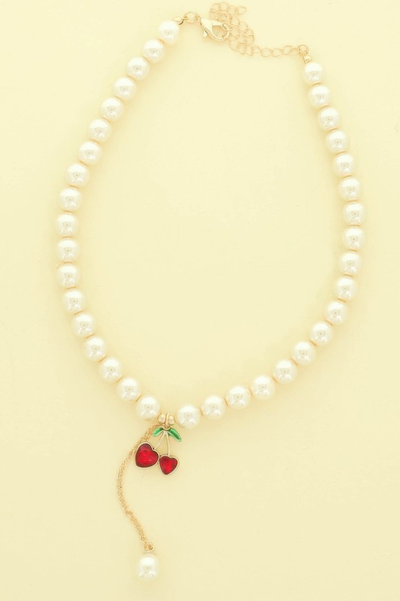 Jeweled Red Cherry Charm Necklace
