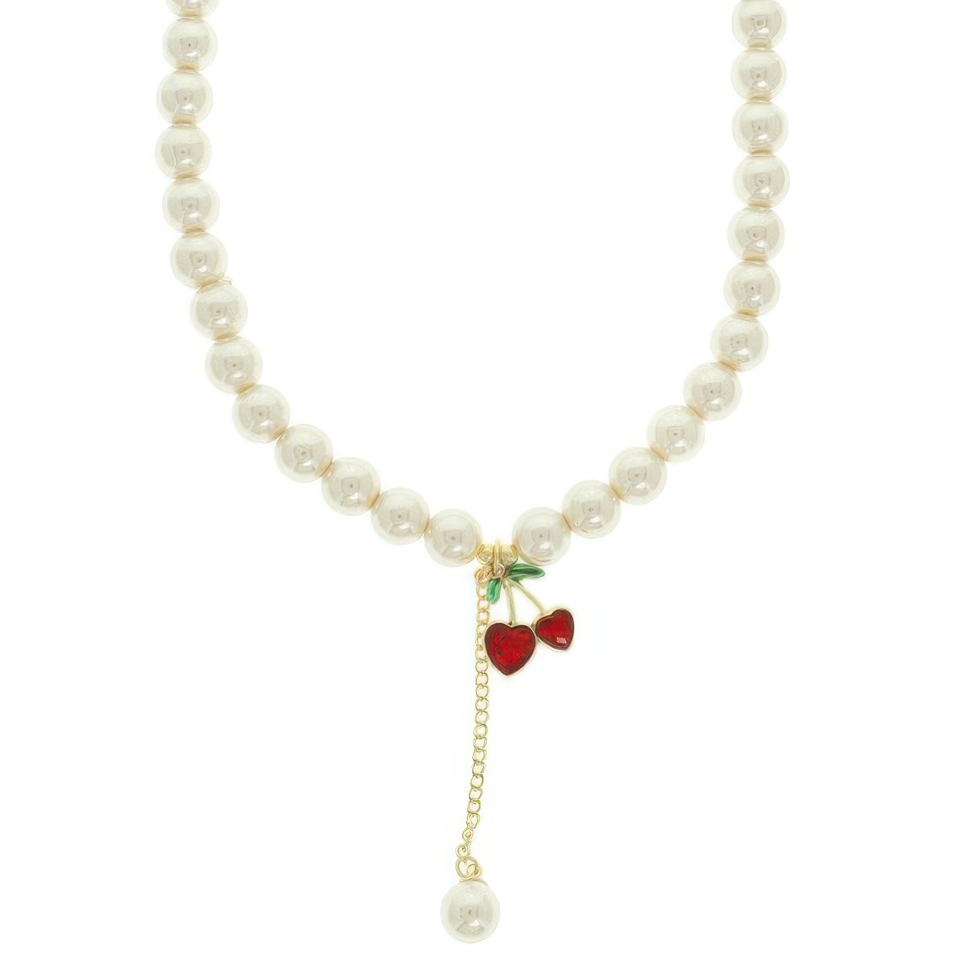 Jeweled Red Cherry Charm Necklace