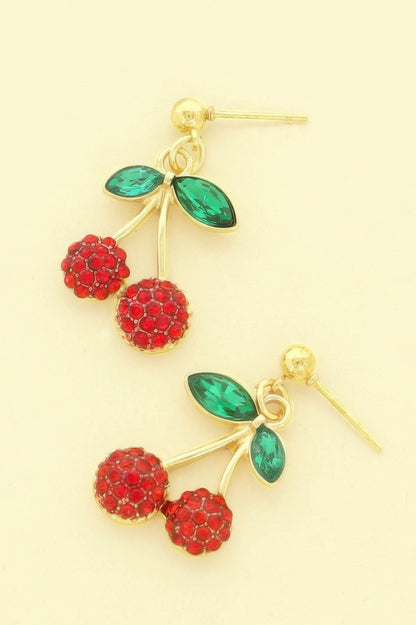 Jeweled Red Cherry Post Earrings