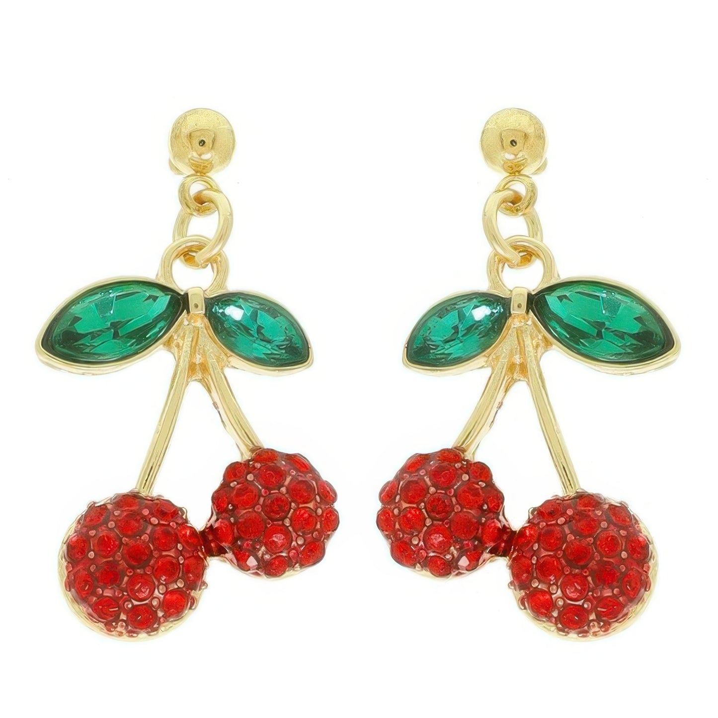 Jeweled Red Cherry Post Earrings