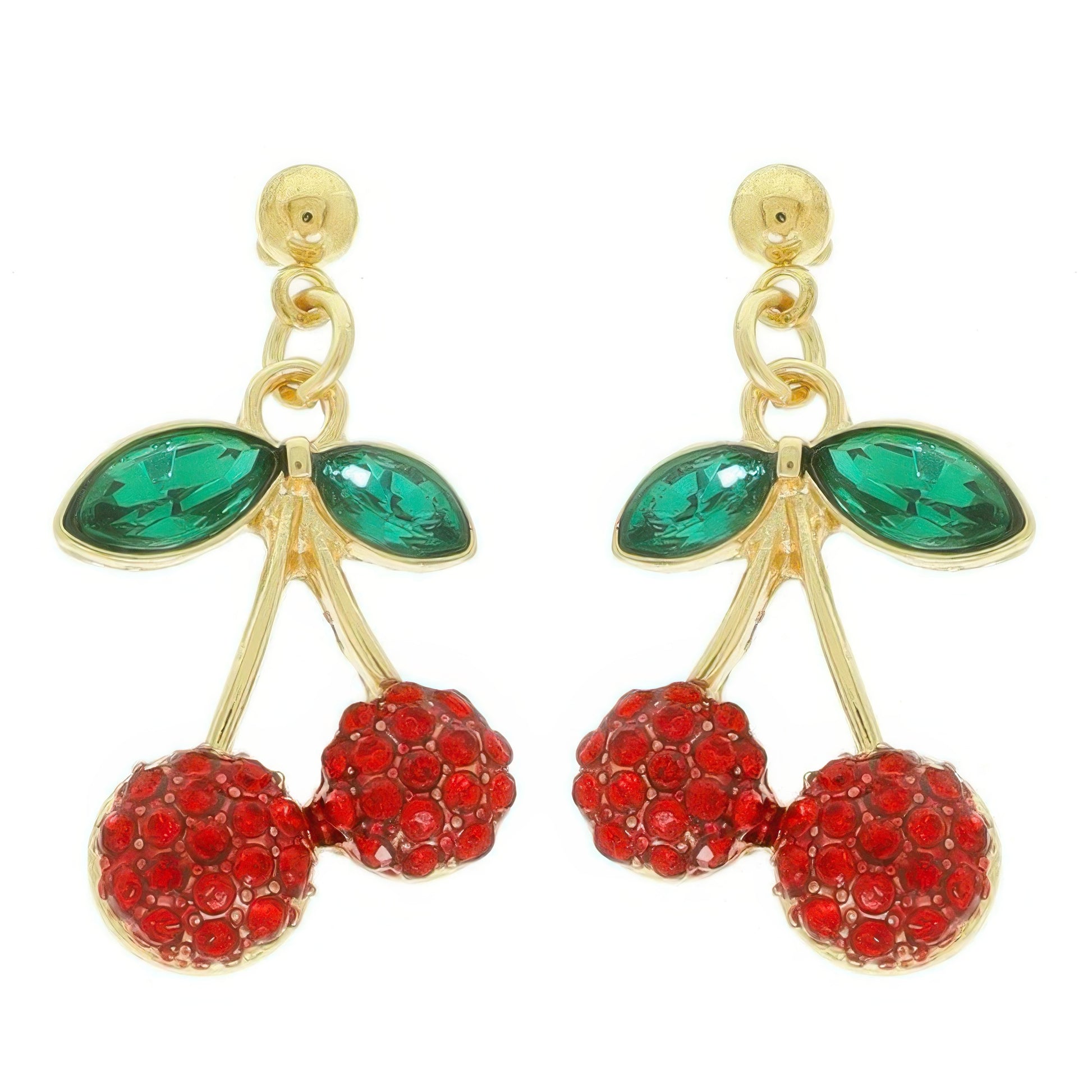 Jeweled Red Cherry Post Earrings