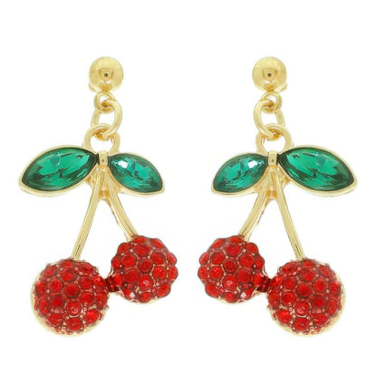 Jeweled Red Cherry Post Earrings