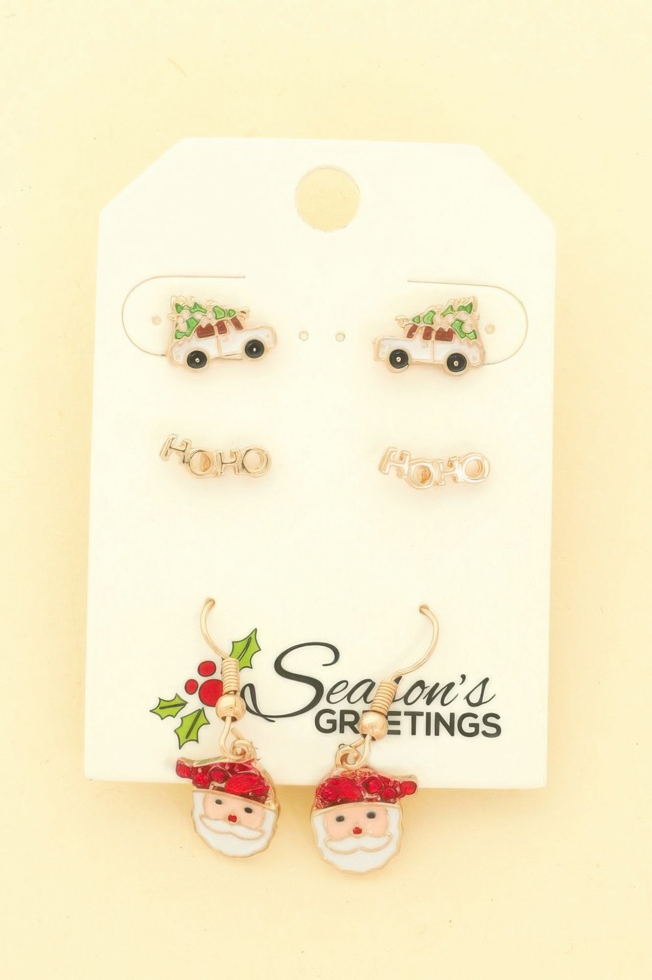 3pr Christmas Santa Hoho Earring Set