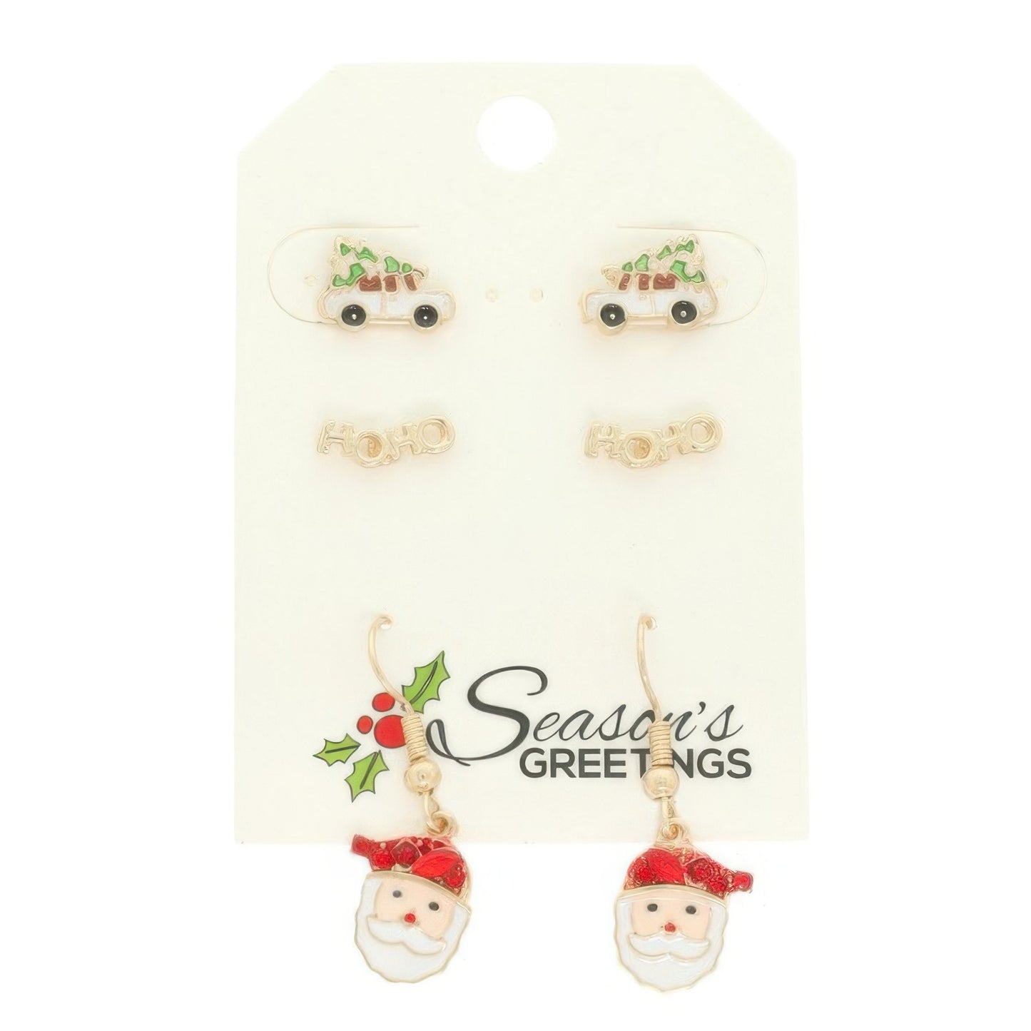 3pr Christmas Santa Hoho Earring Set