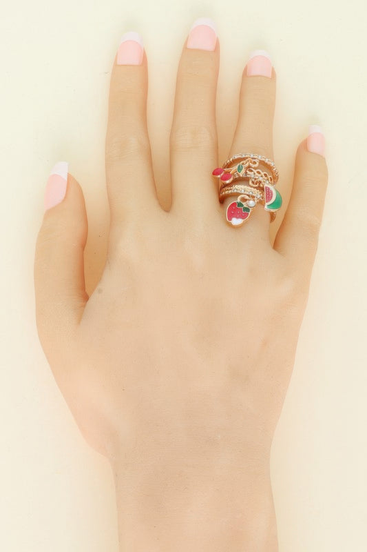 5pc Fruit Enamel Stackable Ring Set