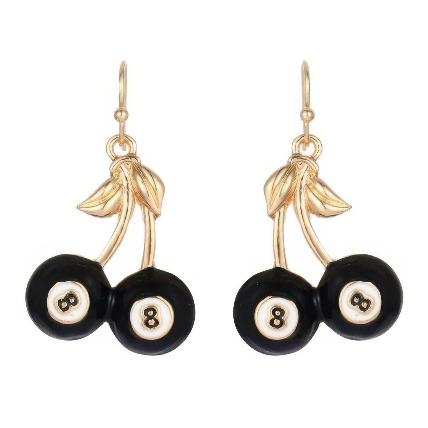 High Stakes 8 Ball Cherry French Wire Earrings