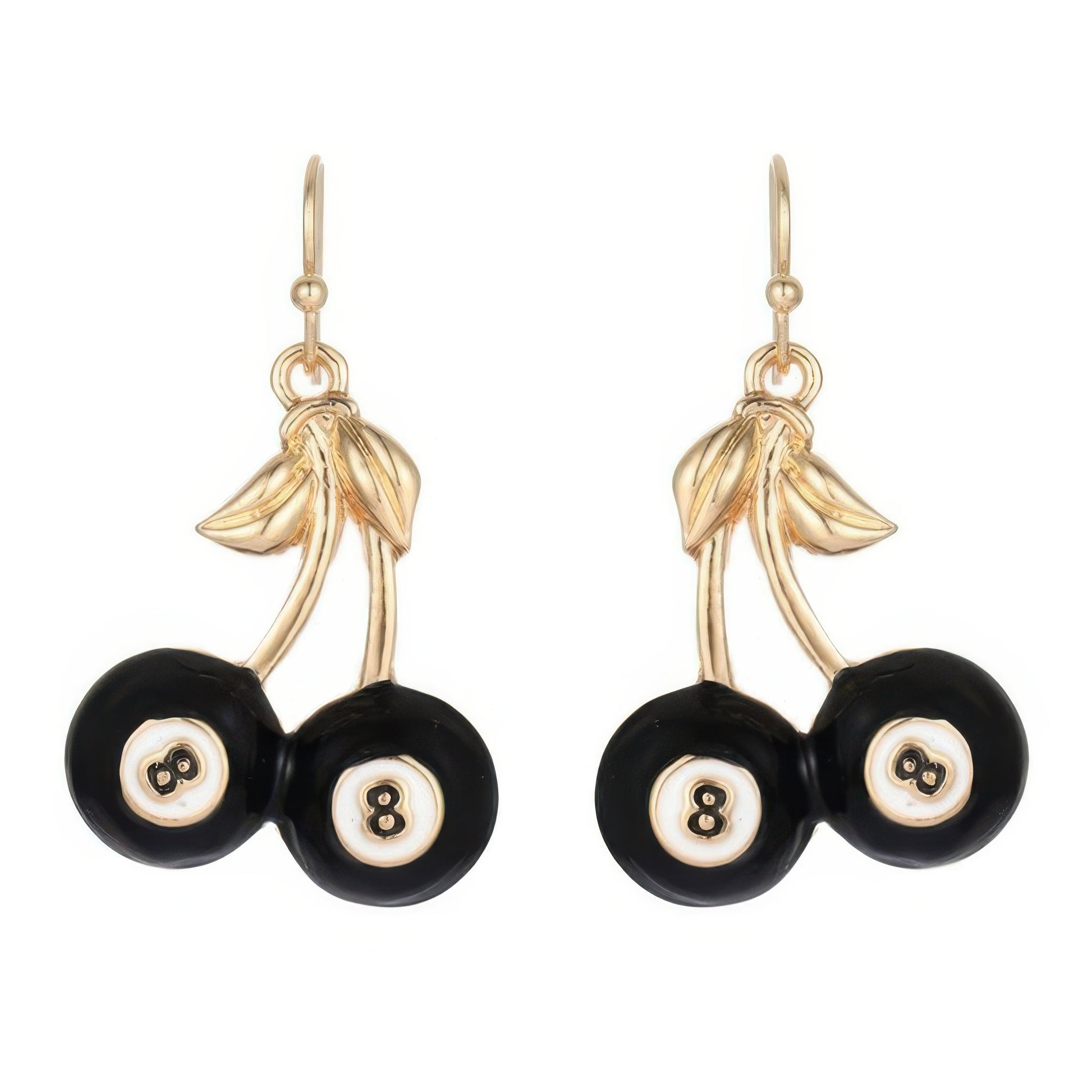High Stakes 8 Ball Cherry French Wire Earrings