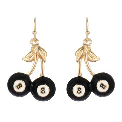 High Stakes 8 Ball Cherry French Wire Earrings