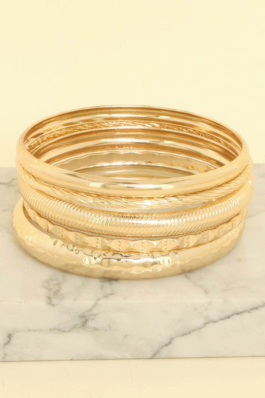 5pc Multi Stacked Bangle Bracelet Set