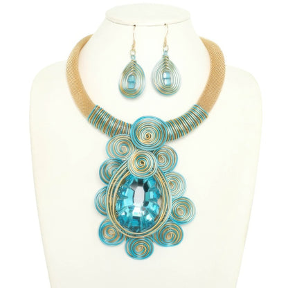African Inspired Spiral Amulet Necklace Set