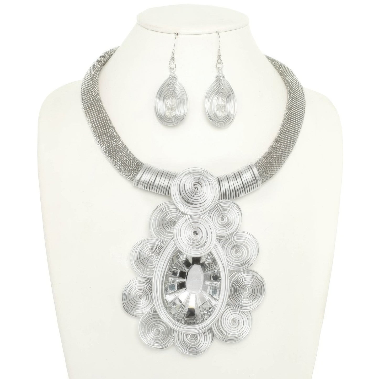 African Inspired Spiral Amulet Necklace Set