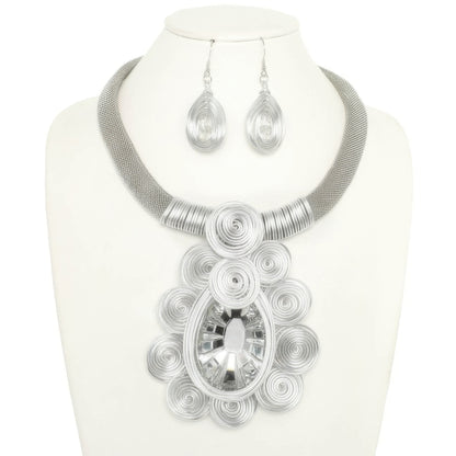 African Inspired Spiral Amulet Necklace Set