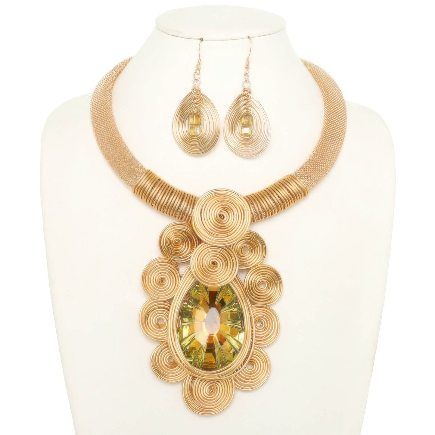 African Inspired Spiral Amulet Necklace Set