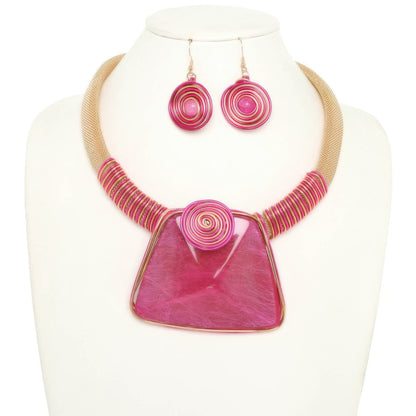 Spiral Stone Necklace Set
