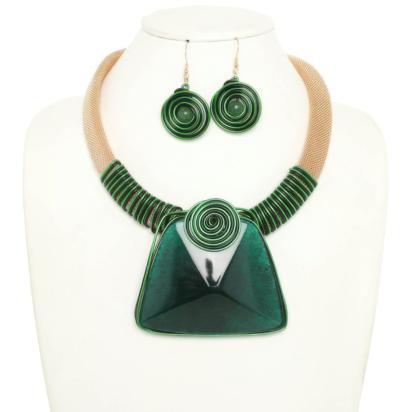 Spiral Stone Necklace Set