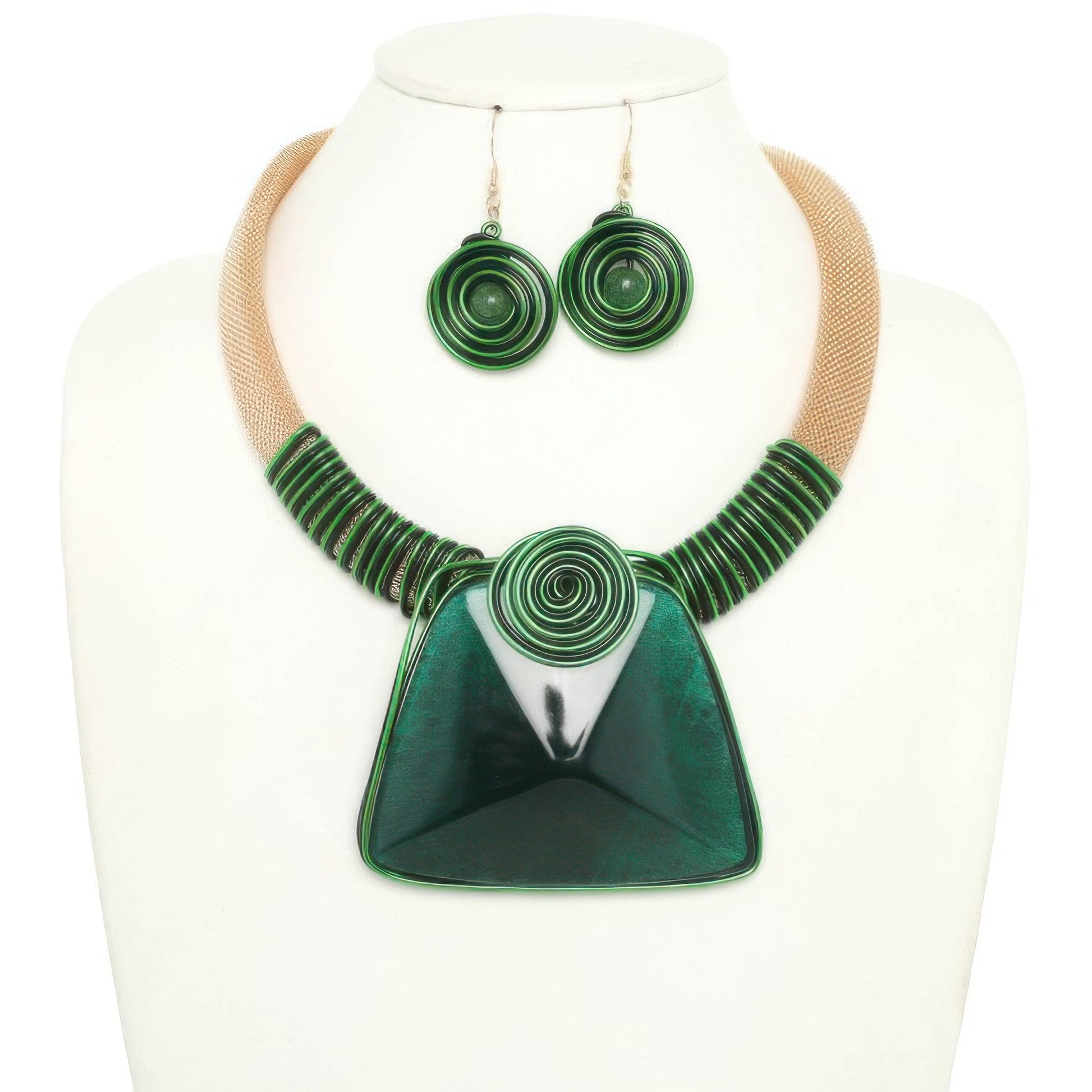 Spiral Stone Necklace Set