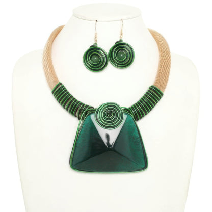 Spiral Stone Necklace Set