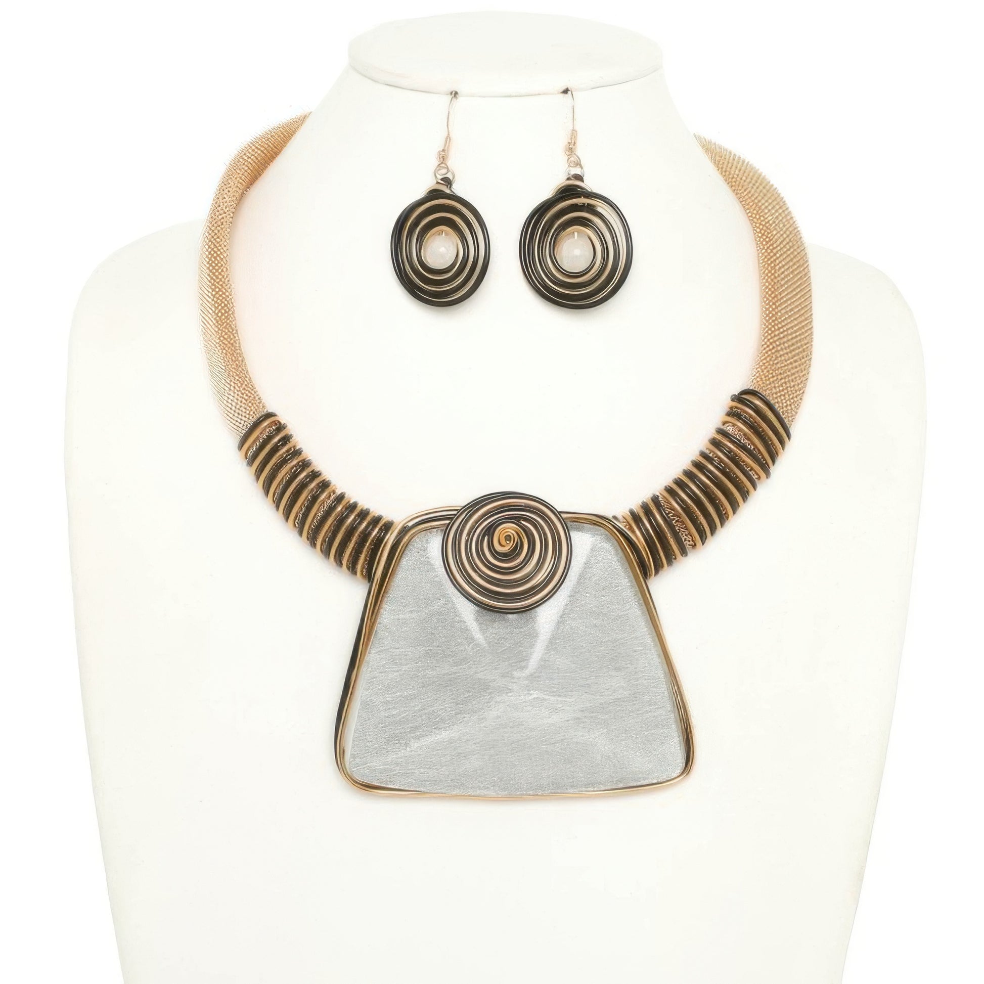 Spiral Stone Necklace Set