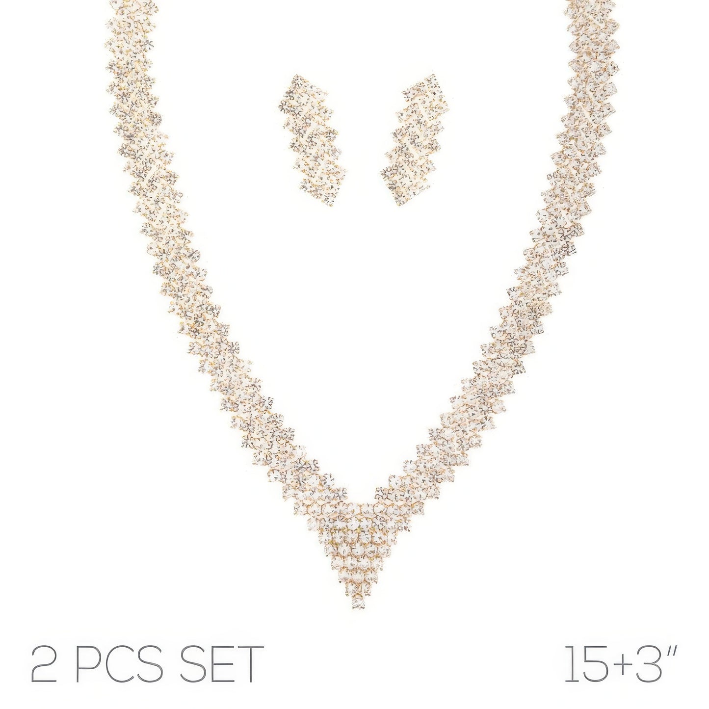 Crystal Rhinestone V-shape Necklace Set
