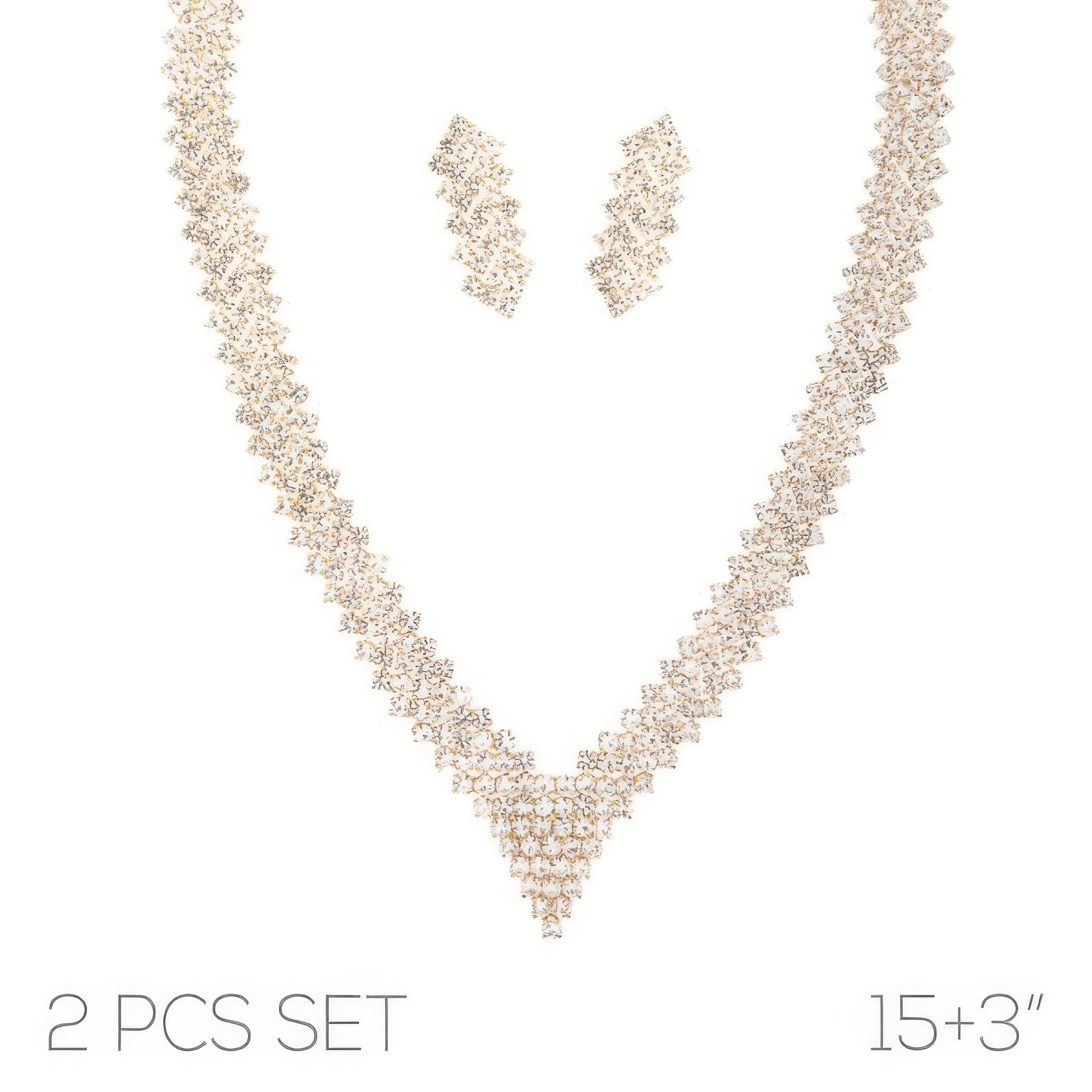 Crystal Rhinestone V-shape Necklace Set
