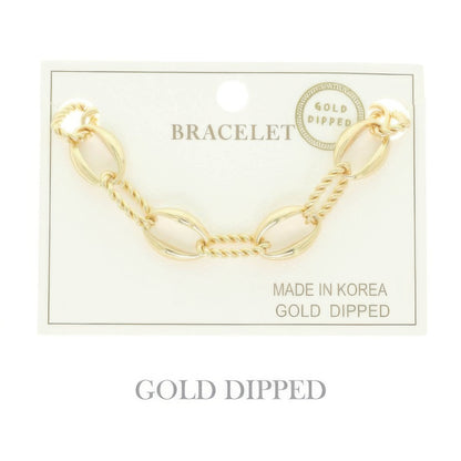 Gold Plated Textured Chain Bracelet