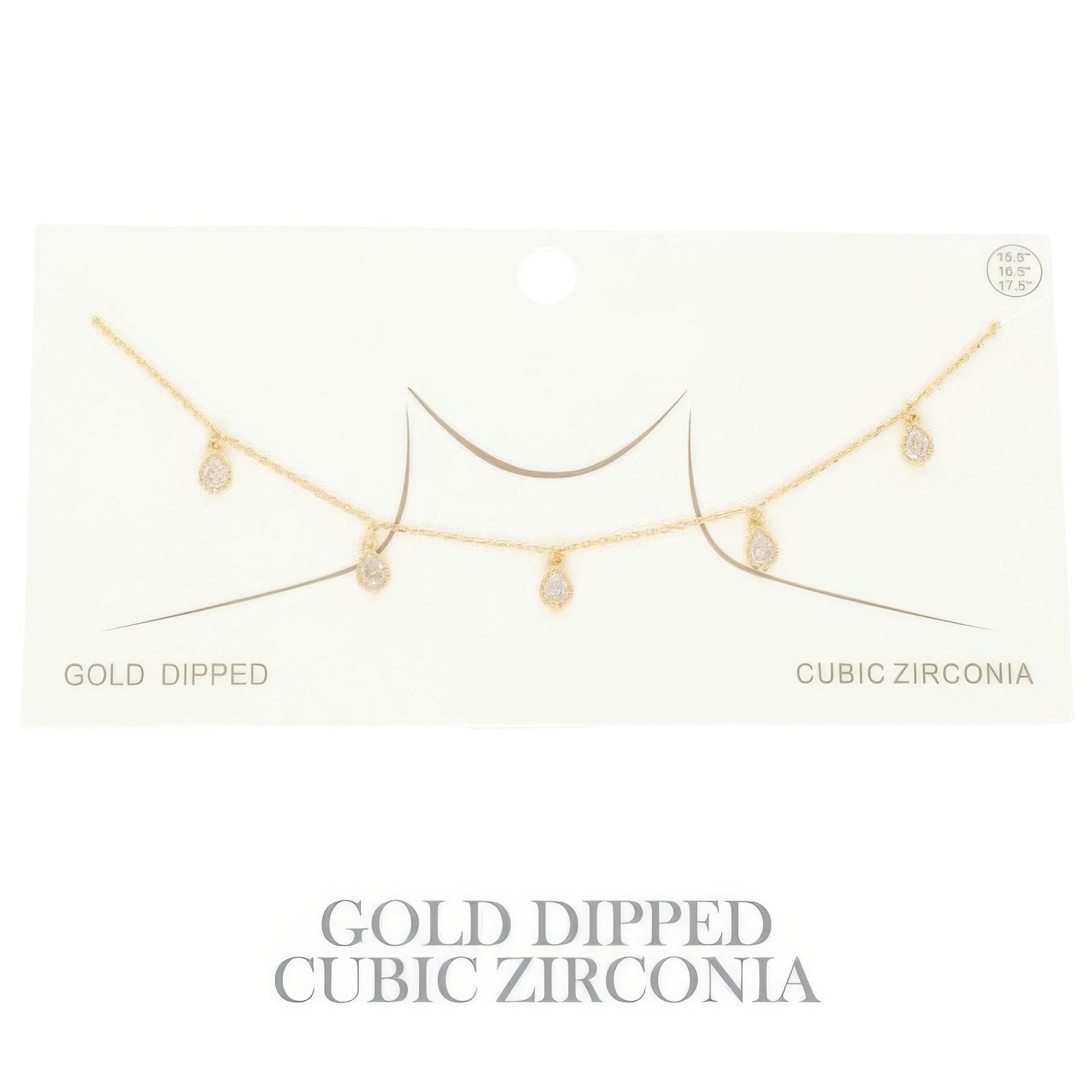 Gold Plated Teardrop Cz Station Necklace