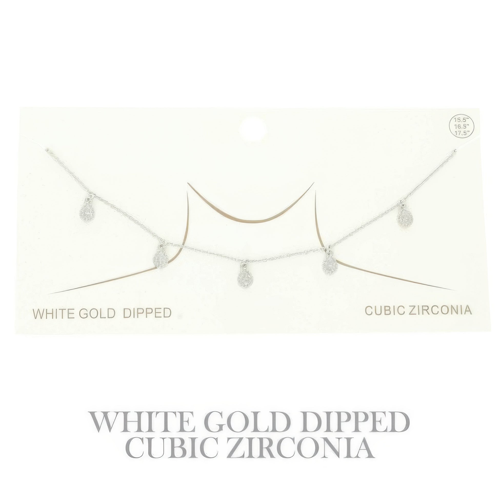 Gold Plated Teardrop Cz Station Necklace