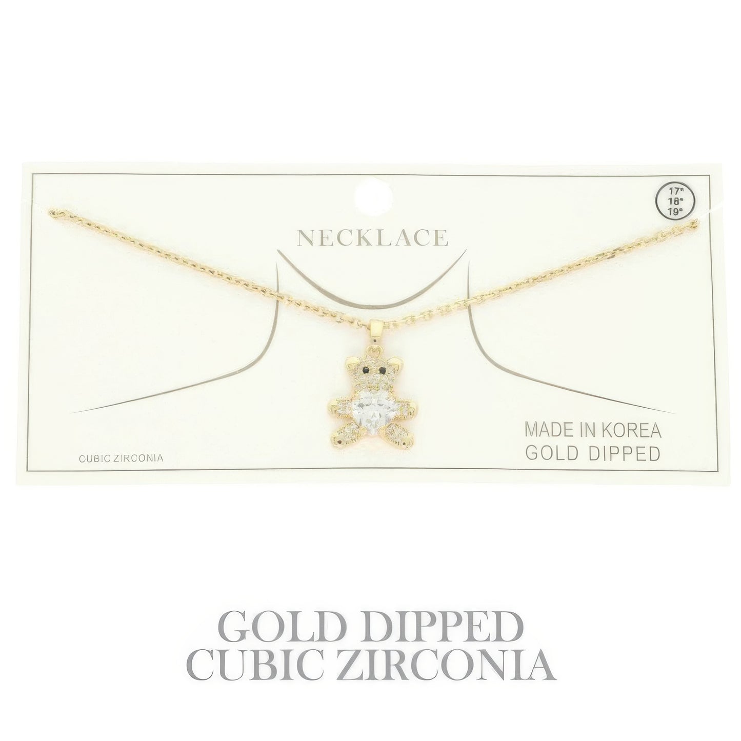 Gold Plated Teddy Bear Cz Pendant Necklace