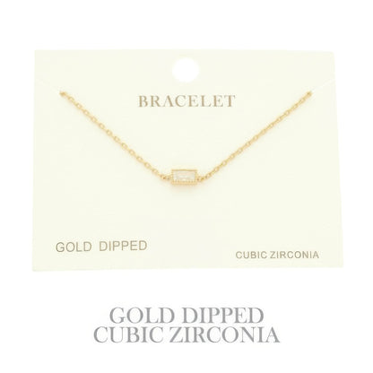 Gold Plated Cz Solitaire Bracelet