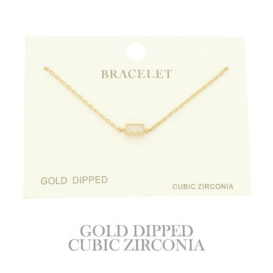 Gold Plated Cz Solitaire Bracelet