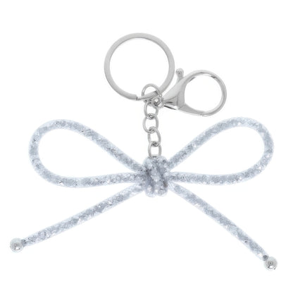 Metallic Colored Mesh Bow Bag Charm Keychain