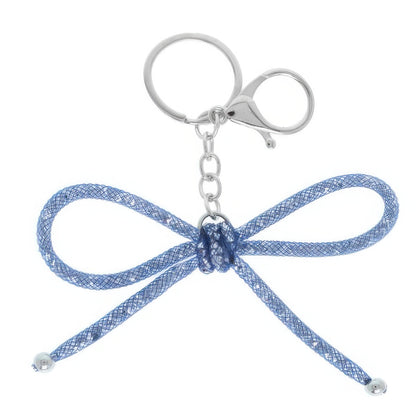 Metallic Colored Mesh Bow Bag Charm Keychain