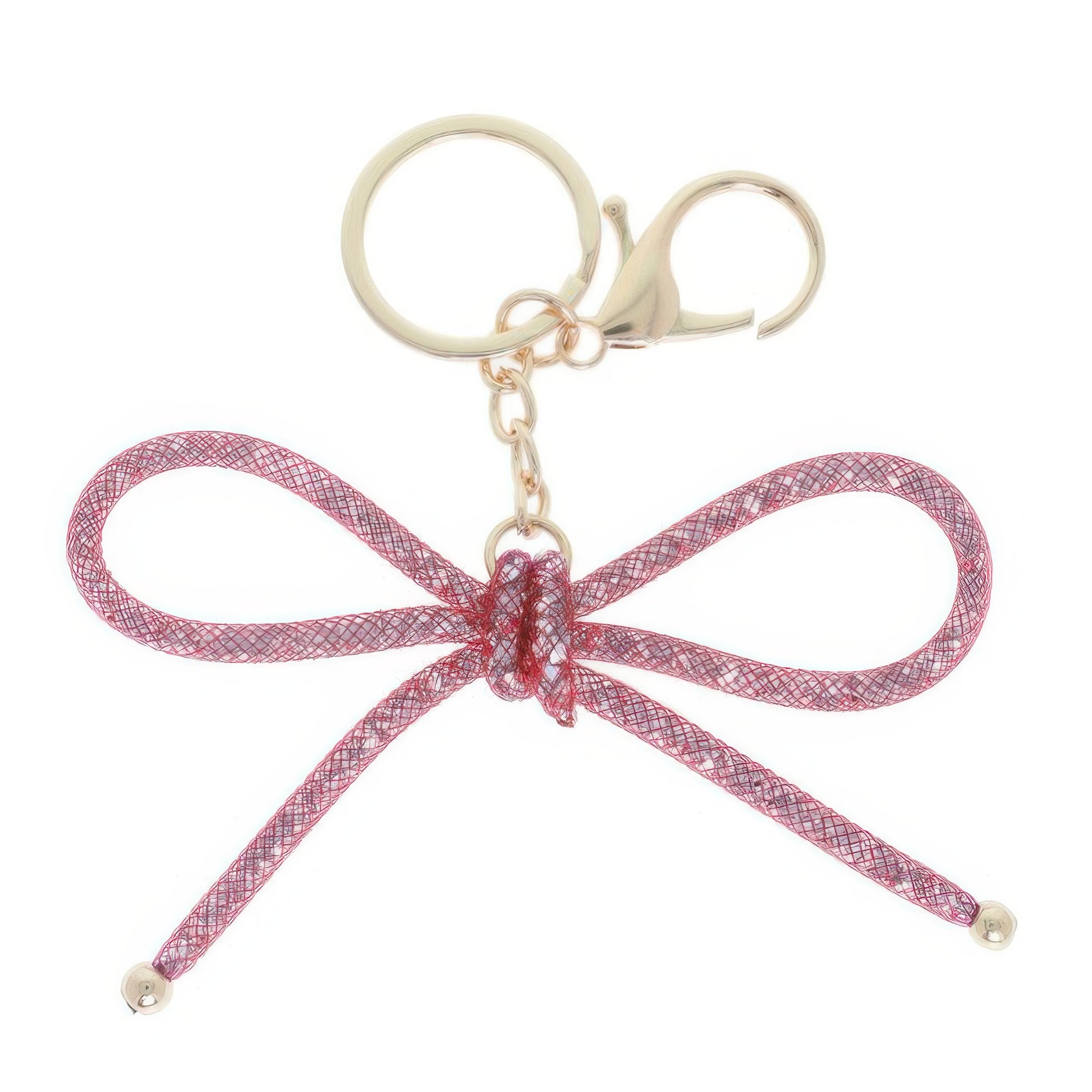 Metallic Colored Mesh Bow Bag Charm Keychain