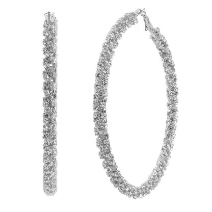 Cz Pave Tube Hoop Earrings