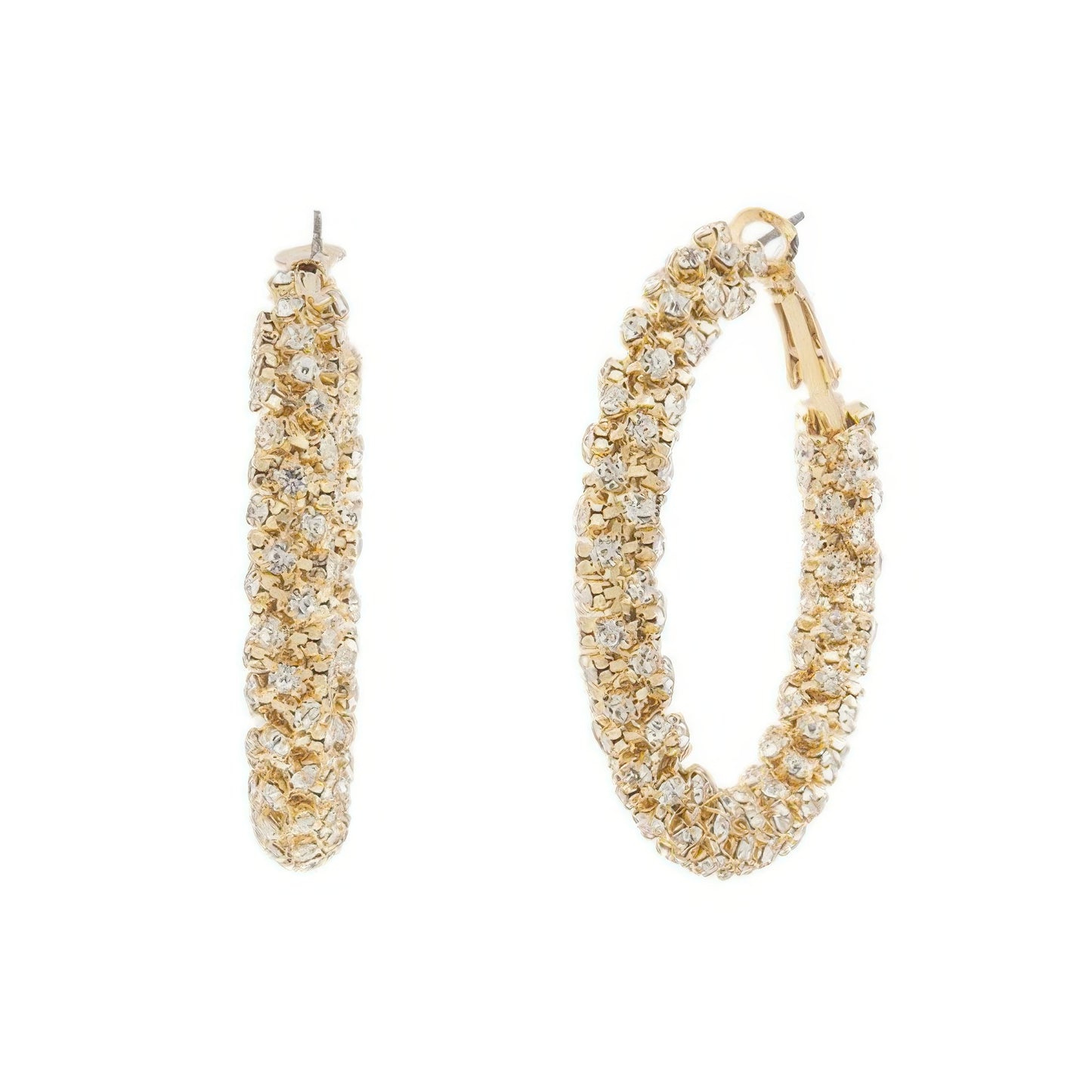 Cz Pave Tube Hoop Earrings