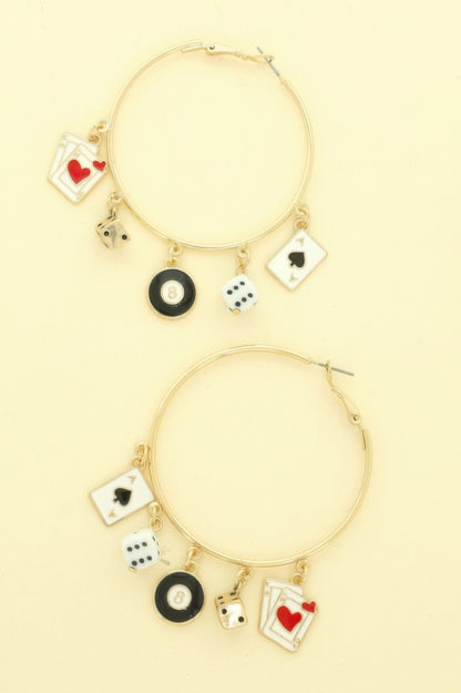 High Stakes Enamel Charm Hoop Earrings