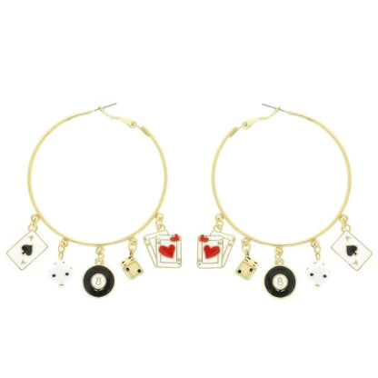 High Stakes Enamel Charm Hoop Earrings