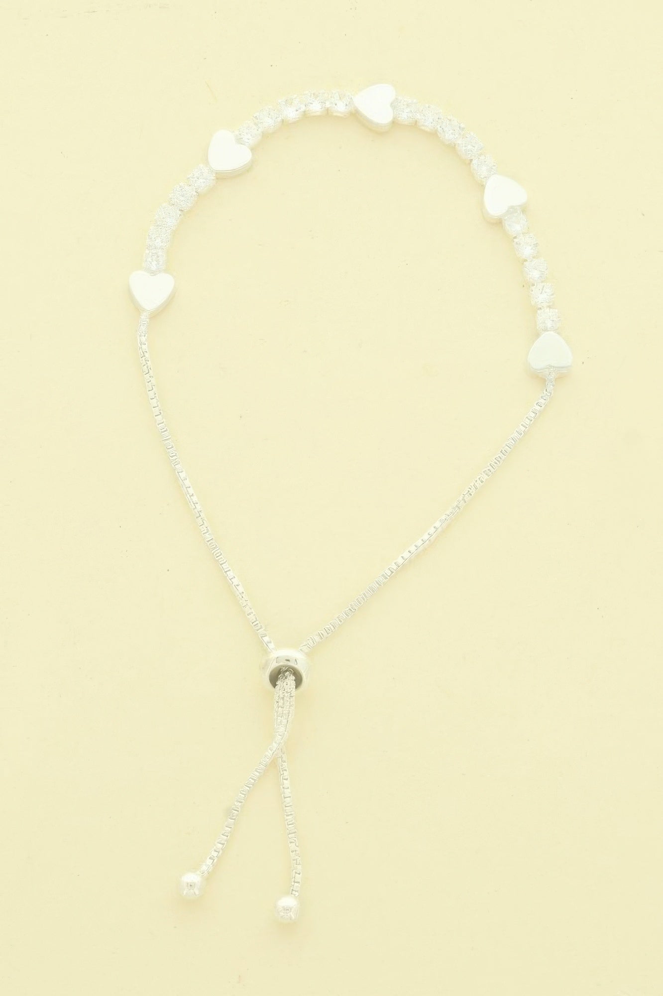 Cz Alternating Heart Bolo Bracelet